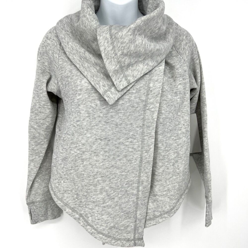 Z by Zella Girls Shooting Star Drape Collar Cardigan Grey Light Heather L 10-12